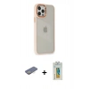 MARSİLYAN™- iPhone 12 Pro Max Kılıf Eksen Doku Prime - Siyah Polymer Nano Ekran Koruyucu + Renkli Kamera Lens Koruma Cam - SI
