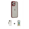 MARSİLYAN™- iPhone 12 Pro Max Kılıf Eksen Doku Prime - Siyah Polymer Nano Ekran Koruyucu + Shine Kamera Lens - GD