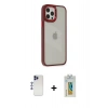 MARSİLYAN™- iPhone 12 Pro Max Kılıf Eksen Doku Prime - Siyah Polymer Nano Ekran Koruyucu + Shine Kamera Lens - LT