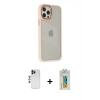 MARSİLYAN™- iPhone 12 Pro Max Kılıf Eksen Doku Prime - Siyah Polymer Nano Ekran Koruyucu + Shine Kamera Lens - LT