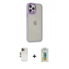MARSİLYAN™- iPhone 12 Pro Max Kılıf Eksen Doku Prime - Siyah Polymer Nano Ekran Koruyucu + Shine Kamera Lens - GD