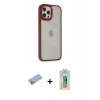 MARSİLYAN™- iPhone 12 Pro Max Kılıf Eksen Doku Prime - Siyah Polymer Nano Ekran Koruyucu + Shine Kamera Lens Koruma Cam - MI