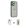 MARSİLYAN™- iPhone 12 Pro Max Kılıf Eksen Doku Prime - Siyah Polymer Nano Ekran Koruyucu + Shine Kamera Lens - GD