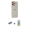 MARSİLYAN™- iPhone 12 Pro Max Kılıf Eksen Doku Prime - Siyah Polymer Nano Ekran Koruyucu + Renkli Kamera Lens Koruma Cam - YL