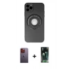 MARSİLYAN™- iPhone 12 Pro Max Kılıf Eksen Klasik Prime - Şeffaf 360 Full Body Arka Koruyucu + Neon Fosforlu Kamera Lens - TU