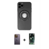 MARSİLYAN™- iPhone 12 Pro Max Kılıf Eksen Klasik Prime - Şeffaf 360 Full Body Arka Koruyucu + Neon Fosforlu Kamera Lens - SI