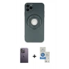 MARSİLYAN™- iPhone 12 Pro Max Kılıf Eksen Klasik Prime - Şeffaf Royal Nano Ekran Koruyucu + Neon Fosforlu Kamera Lens - BZ