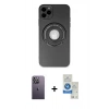 MARSİLYAN™- iPhone 12 Pro Max Kılıf Eksen Klasik Prime - Şeffaf Royal Nano Ekran Koruyucu + Neon Fosforlu Kamera Lens - BZ