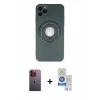 MARSİLYAN™- iPhone 12 Pro Max Kılıf Eksen Klasik Prime - Şeffaf Royal Nano Ekran Koruyucu + Neon Fosforlu Kamera Lens - TU