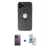MARSİLYAN™- iPhone 12 Pro Max Kılıf Eksen Klasik Prime - Şeffaf Royal Nano Ekran Koruyucu + Neon Fosforlu Kamera Lens - TU