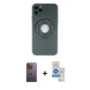 MARSİLYAN™- iPhone 12 Pro Max Kılıf Eksen Klasik Prime - Şeffaf Royal Nano Ekran Koruyucu + Neon Fosforlu Kamera Lens - SI