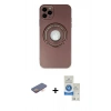 MARSİLYAN™- iPhone 12 Pro Max Kılıf Eksen Klasik Prime - Şeffaf Royal Nano Ekran Koruyucu + Turuncu Renkli Kamera Lens Koruma Cam