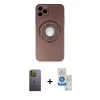 MARSİLYAN™- iPhone 12 Pro Max Kılıf Eksen Klasik Prime - Şeffaf Royal Nano Ekran Koruyucu + Yeşil Neon Fosforlu Kamera Lens