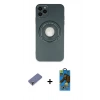 MARSİLYAN™- iPhone 12 Pro Max Kılıf Eksen Klasik Prime - Siyah 18D Cam Ekran Koruyucu + Metal Kamera Lens Koruma Cam - GD