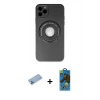 MARSİLYAN™- iPhone 12 Pro Max Kılıf Eksen Klasik Prime - Siyah 18D Cam Ekran Koruyucu + Mavi Shine Kamera Lens Koruma Cam
