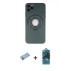 MARSİLYAN™- iPhone 12 Pro Max Kılıf Eksen Klasik Prime - Siyah 18D Cam Ekran Koruyucu + Mavi Shine Kamera Lens Koruma Cam