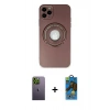 MARSİLYAN™- iPhone 12 Pro Max Kılıf Eksen Klasik Prime - Siyah 18D Cam Ekran Koruyucu + Neon Fosforlu Kamera Lens - YL
