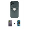 MARSİLYAN™- iPhone 12 Pro Max Kılıf Eksen Klasik Prime - Siyah 18D Cam Ekran Koruyucu + Neon Fosforlu Kamera Lens - YL