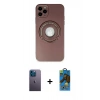 MARSİLYAN™- iPhone 12 Pro Max Kılıf Eksen Klasik Prime - Siyah 18D Cam Ekran Koruyucu + Neon Fosforlu Kamera Lens - MI