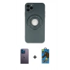 MARSİLYAN™- iPhone 12 Pro Max Kılıf Eksen Klasik Prime - Siyah 18D Cam Ekran Koruyucu + Neon Fosforlu Kamera Lens - MI