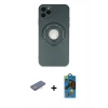 MARSİLYAN™- iPhone 12 Pro Max Kılıf Eksen Klasik Prime - Siyah 18D Cam Ekran Koruyucu + Renkli Kamera Lens Koruma Cam - PE