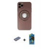 MARSİLYAN™- iPhone 12 Pro Max Kılıf Eksen Klasik Prime - Siyah 18D Cam Ekran Koruyucu + Renkli Kamera Lens Koruma Cam - PE