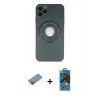 MARSİLYAN™- iPhone 12 Pro Max Kılıf Eksen Klasik Prime - Siyah 18D Cam Ekran Koruyucu + Shine Kamera Lens Koruma Cam - PE