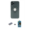 MARSİLYAN™- iPhone 12 Pro Max Kılıf Eksen Klasik Prime - Siyah 18D Cam Ekran Koruyucu + Renkli Kamera Lens Koruma Cam - SI