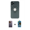 MARSİLYAN™- iPhone 12 Pro Max Kılıf Eksen Klasik Prime - Siyah 18D Cam Ekran Koruyucu + Sarı Neon Fosforlu Kamera Lens