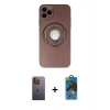 MARSİLYAN™- iPhone 12 Pro Max Kılıf Eksen Klasik Prime - Siyah 18D Cam Ekran Koruyucu + Sarı Neon Fosforlu Kamera Lens
