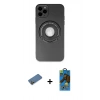 MARSİLYAN™- iPhone 12 Pro Max Kılıf Eksen Klasik Prime - Siyah 18D Cam Ekran Koruyucu + Shine Kamera Lens Koruma Cam - GD