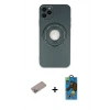 MARSİLYAN™- iPhone 12 Pro Max Kılıf Eksen Klasik Prime - Siyah 18D Cam Ekran Koruyucu + Shine Kamera Lens Koruma Cam - SABE