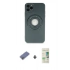 MARSİLYAN™- iPhone 12 Pro Max Kılıf Eksen Klasik Prime - Siyah 20D Premium Cam Ekran Koruyucu + Gold Metal Kamera Lens Koruma Cam