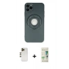 MARSİLYAN™- iPhone 12 Pro Max Kılıf Eksen Klasik Prime - Siyah 20D Premium Cam Ekran Koruyucu + Gold Shine Kamera Lens