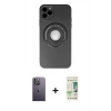MARSİLYAN™- iPhone 12 Pro Max Kılıf Eksen Klasik Prime - Siyah 20D Premium Cam Ekran Koruyucu + Neon Fosforlu Kamera Lens - BZ