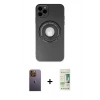 MARSİLYAN™- iPhone 12 Pro Max Kılıf Eksen Klasik Prime - Siyah 20D Premium Cam Ekran Koruyucu + Sarı Neon Fosforlu Kamera Lens