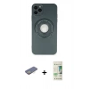 MARSİLYAN™- iPhone 12 Pro Max Kılıf Eksen Klasik Prime - Siyah 20D Premium Cam Ekran Koruyucu + Sarı Renkli Kamera Lens Koruma Cam