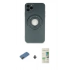 MARSİLYAN™- iPhone 12 Pro Max Kılıf Eksen Klasik Prime - Siyah 20D Premium Cam Ekran Koruyucu + Shine Kamera Lens Koruma Cam - GD