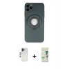MARSİLYAN™- iPhone 12 Pro Max Kılıf Eksen Klasik Prime - Siyah 20D Premium Cam Ekran Koruyucu + Shine Kamera Lens - LT