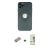 MARSİLYAN™- iPhone 12 Pro Max Kılıf Eksen Klasik Prime - Siyah 20D Premium Cam Ekran Koruyucu + Sierra Blue Shine Kamera Lens Koruma Cam