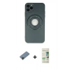 MARSİLYAN™- iPhone 12 Pro Max Kılıf Eksen Klasik Prime - Siyah 20D Premium Cam Ekran Koruyucu + Shine Kamera Lens Koruma Cam - SH