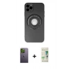 MARSİLYAN™- iPhone 12 Pro Max Kılıf Eksen Klasik Prime - Siyah 20D Premium Cam Ekran Koruyucu + Yeşil Neon Fosforlu Kamera Lens