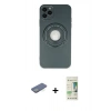 MARSİLYAN™- iPhone 12 Pro Max Kılıf Eksen Klasik Prime - Siyah 20D Premium Cam Ekran Koruyucu + Yeşil Renkli Kamera Lens Koruma Cam