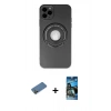 MARSİLYAN™- iPhone 12 Pro Max Kılıf Eksen Klasik Prime - Siyah 34D Izgaralı Cam + Gold Shine Kamera Lens Koruma Cam