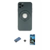 MARSİLYAN™- iPhone 12 Pro Max Kılıf Eksen Klasik Prime - Siyah 34D Izgaralı Cam + Gold Shine Kamera Lens Koruma Cam