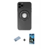 MARSİLYAN™- iPhone 12 Pro Max Kılıf Eksen Klasik Prime - Siyah 34D Izgaralı Cam + Shine Kamera Lens Koruma Cam - MI