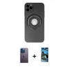 MARSİLYAN™- iPhone 12 Pro Max Kılıf Eksen Klasik Prime - Siyah 34D Izgaralı Cam + Neon Fosforlu Kamera Lens - MI