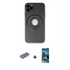 MARSİLYAN™- iPhone 12 Pro Max Kılıf Eksen Klasik Prime - Siyah 34D Izgaralı Cam + Renkli Kamera Lens Koruma Cam - YL