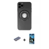 MARSİLYAN™- iPhone 12 Pro Max Kılıf Eksen Klasik Prime - Siyah 34D Izgaralı Cam + Renkli Kamera Lens Koruma Cam - MI
