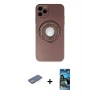 MARSİLYAN™- iPhone 12 Pro Max Kılıf Eksen Klasik Prime - Siyah 34D Izgaralı Cam + Renkli Kamera Lens Koruma Cam - YL